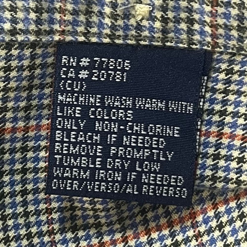 Tommy Hilfiger Men's Blue Black Orange‎ Small Check Cotton Long Sleeve Shirt XL - Picture 6 of 6